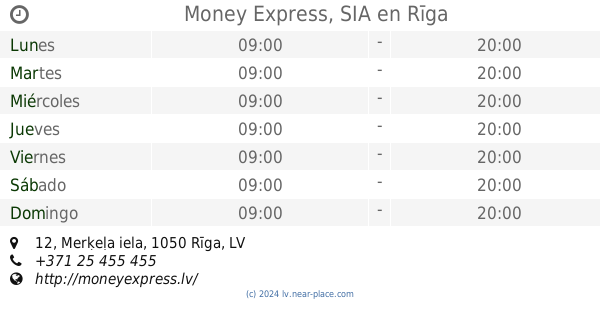 ? MoneyGram Rīga horarios, 57, Elizabetes iela, tel. +371 67 019 153